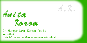 anita korom business card